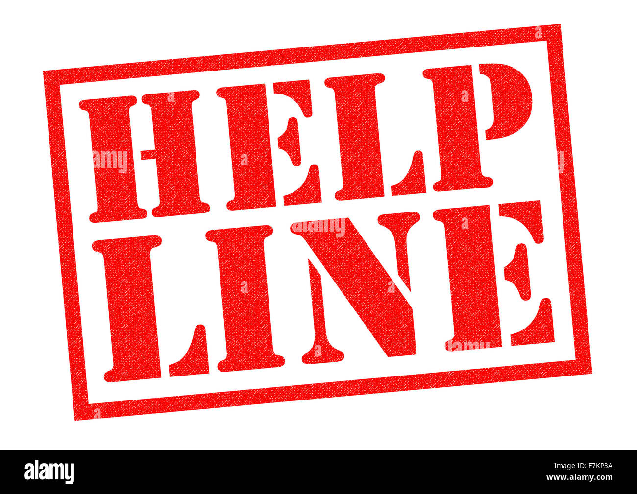 HELP LINE rot Stempel auf einem weißen Hintergrund. Stockfoto