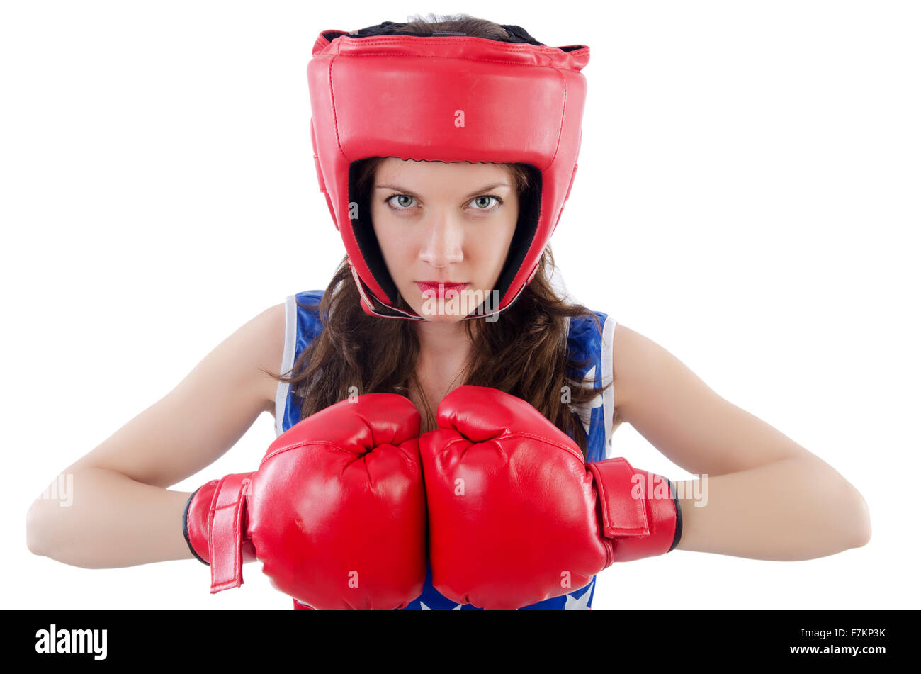 Boxer der Frau in Uniform mit USSymbole Stockfotografie Alamy