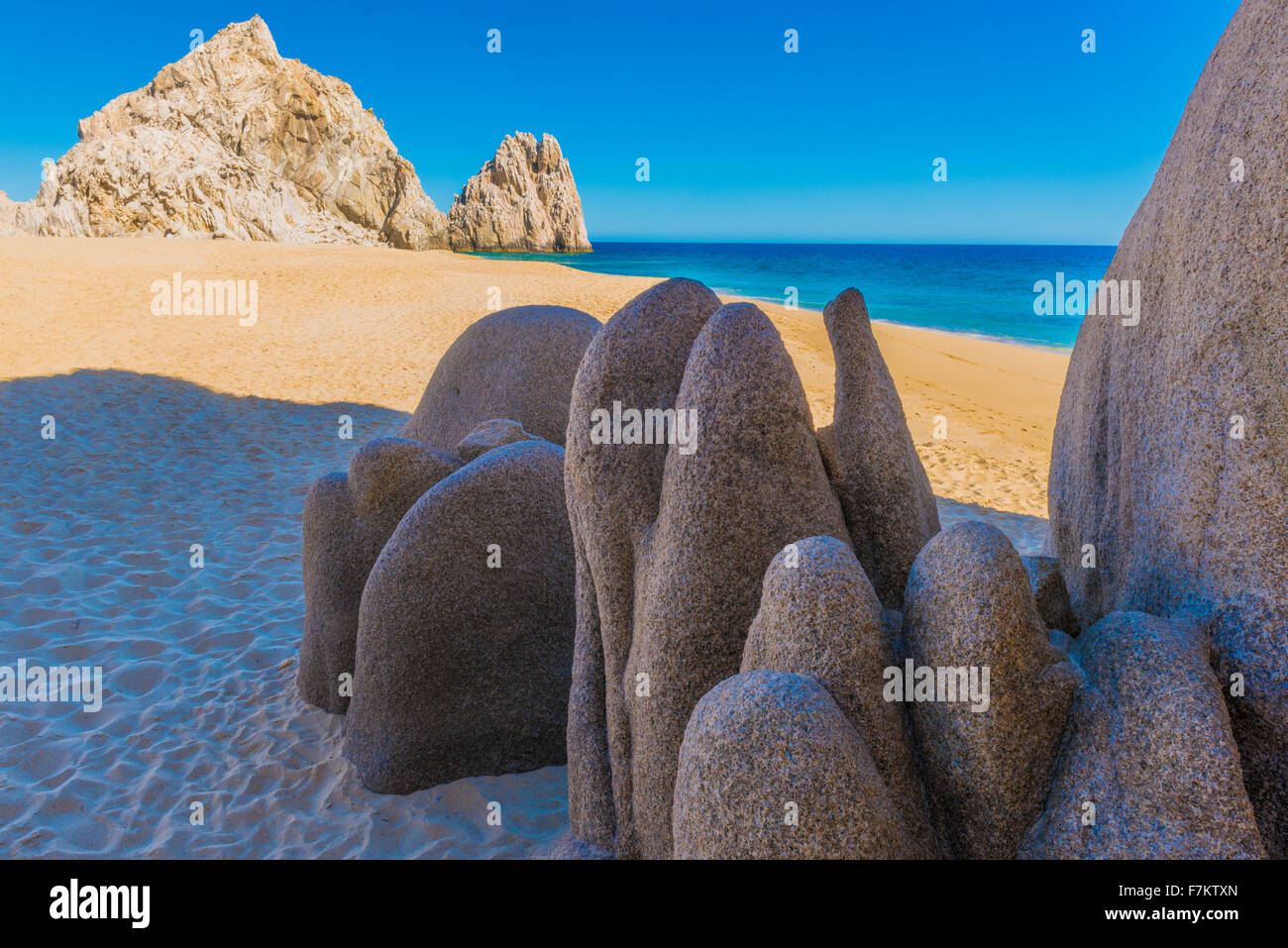 Granit-Formen bei Scheidung Strand, Baja California, Mexiko, Lands End, Tipp von Baja Peninsula in Cabo San Lucas Stockfoto