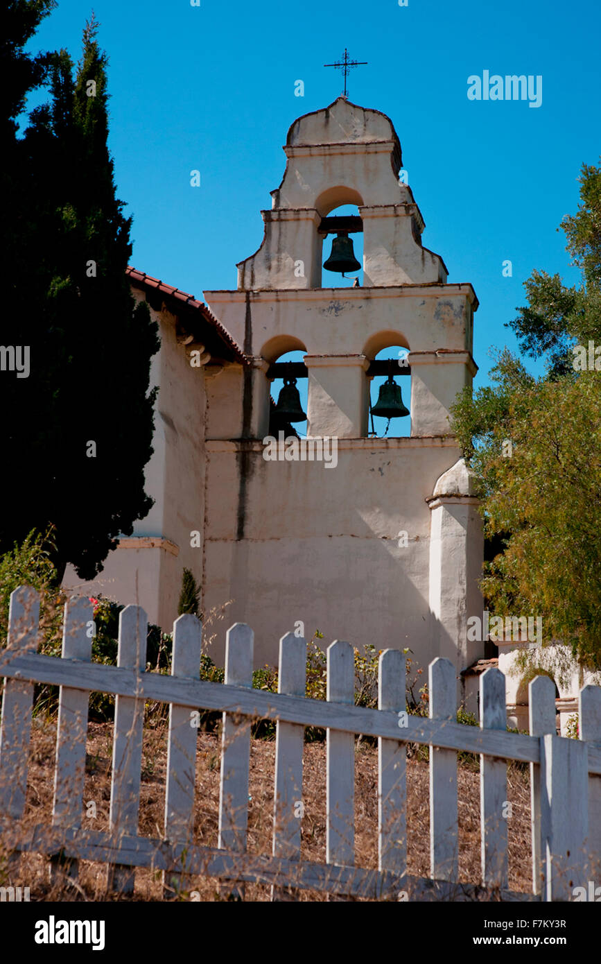 Bell Tower von Mission San Juan Bautista gegründet 24. Juni 1797, San Juan Bautista, CA Stockfoto