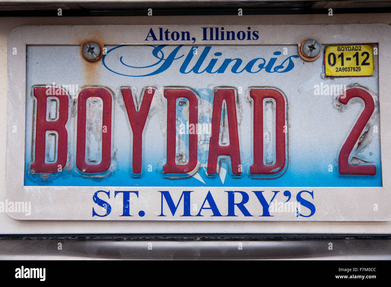 Illinois-Kfz-Kennzeichen lautet BOYDAD2 Stockfoto
