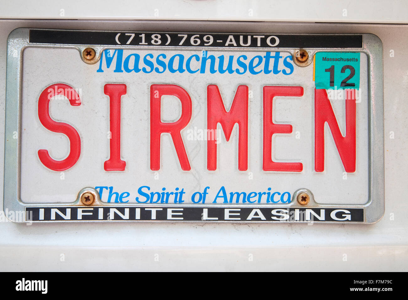 Eitelkeit Nummernschild Sayng "SIRMEN", Boston, MA Stockfoto