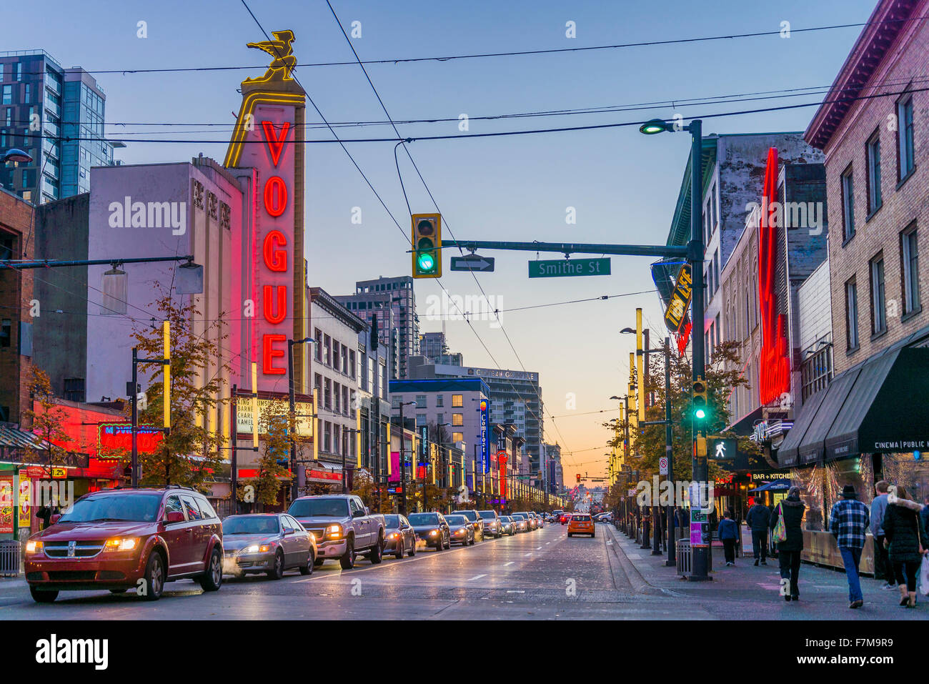 Vogue Theater, Granville Street, Innenstadt, Vancouver, Britisch-Kolumbien, Kanada, Stockfoto