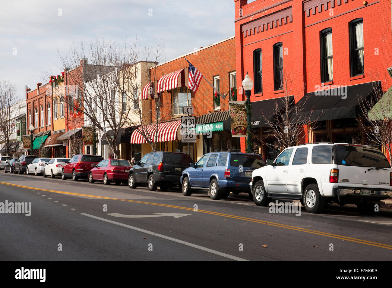 Historischen Main Stree, Franklin, Tennessee, einem Vorort südlich von Nashville, Williamson County, Tennessee Stockfoto