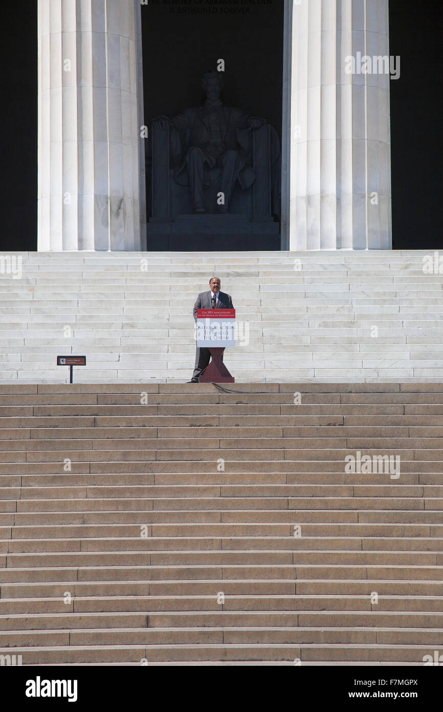 Martin Luther King III spricht auf die nationalen Aktionspläne zu erkennen, die Traum-März und Rallye für den 50. Jahrestag des Marsches auf Washington und Martin Luther King habe ich eine Traum-Rede, 24. August 2013, Lincoln Memorial, Washington, D.C. Stockfoto