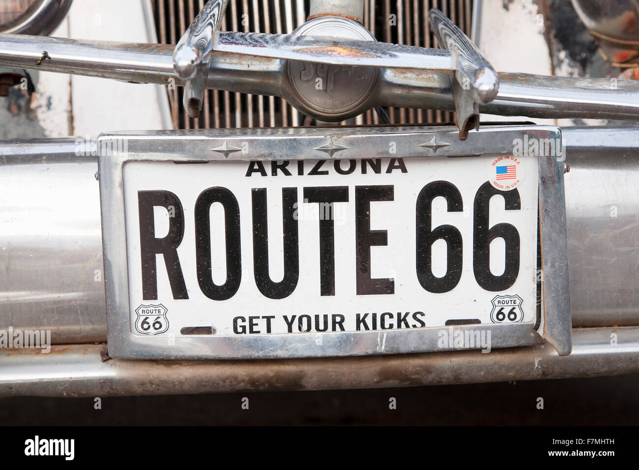Route 66-Kfz-Kennzeichen, Seligman, Arizona Stockfoto