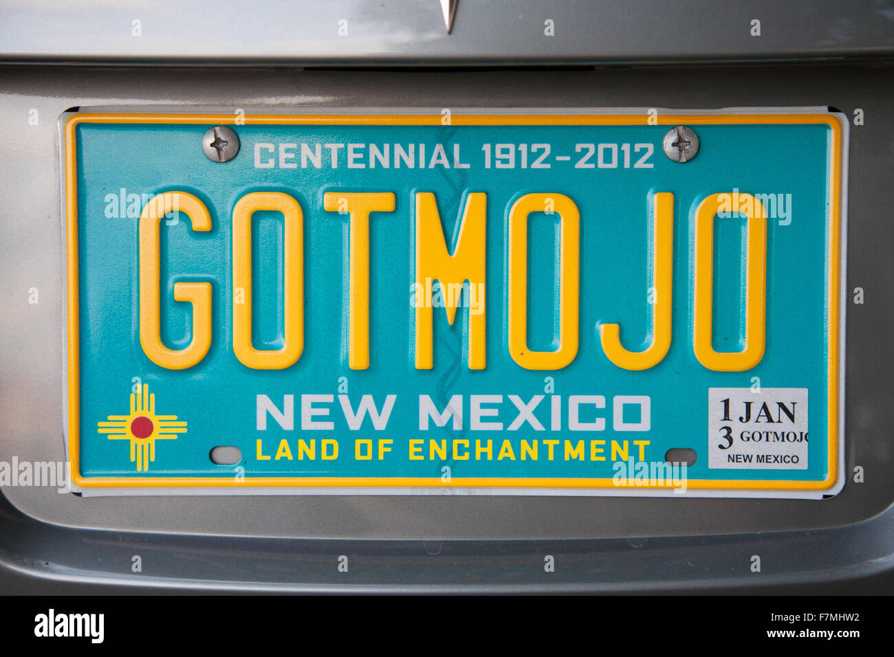 HABE MO JO, New-Mexico-Kfz-Kennzeichen Stockfoto