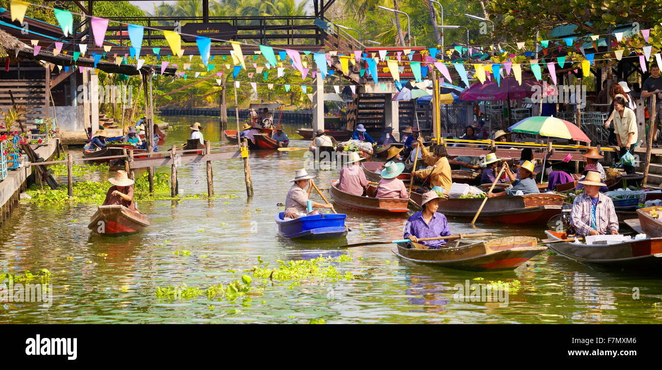 Bangkok - Tha Kha Floating Market in der Nähe von Bangkok, Thailand Stockfoto