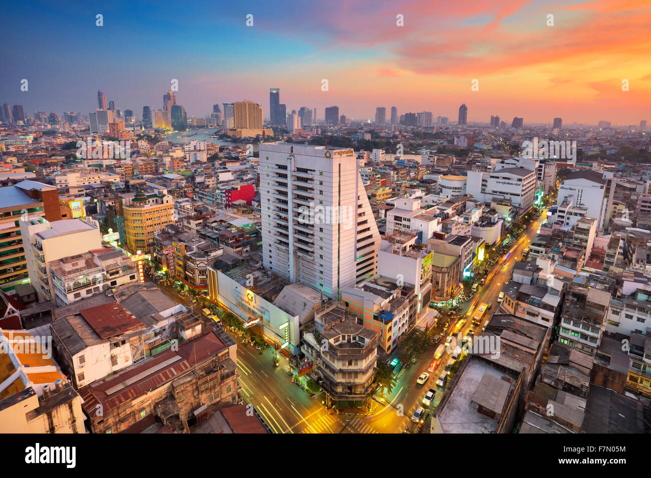 Thailand - Bangkok Stadtbild bei Sonnenuntergang, Bangkok Stockfoto