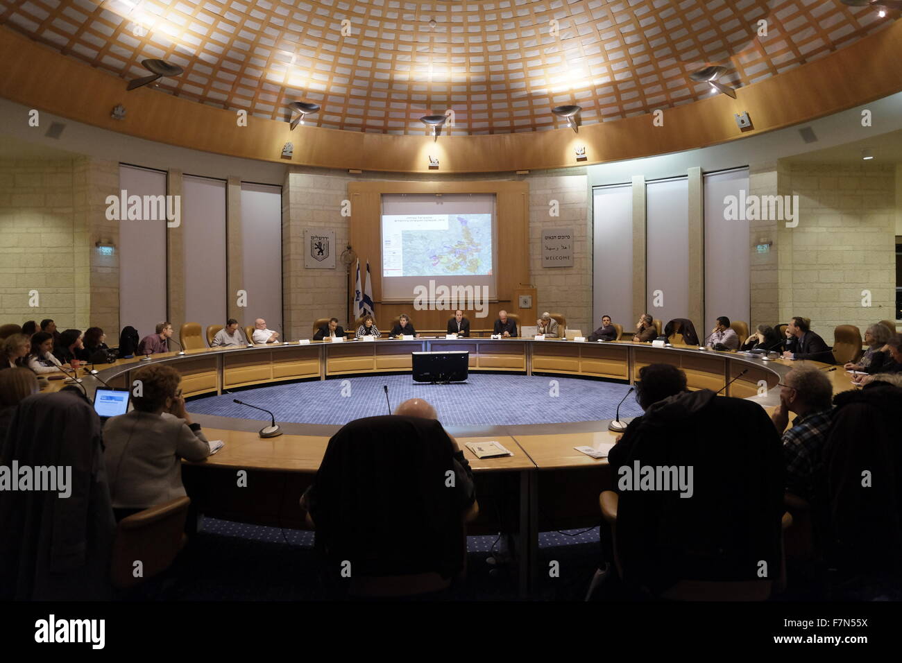 Stadtratssitzung in Gemeinde Hall in Jerusalem Israel Stockfoto