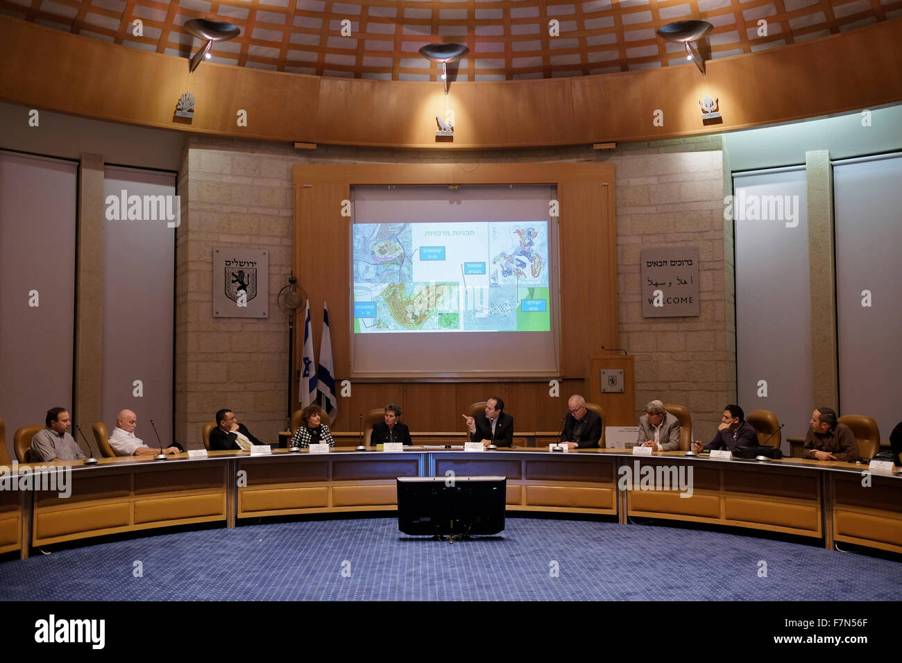 Stadtratssitzung in Gemeinde Hall in Jerusalem Israel Stockfoto