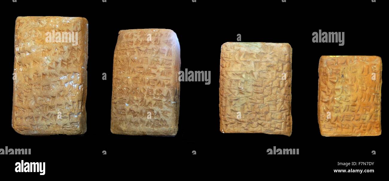 Kopien der alten mesopotamischen; Keilschrift-Tontafeln ca. 1800BC Stockfoto