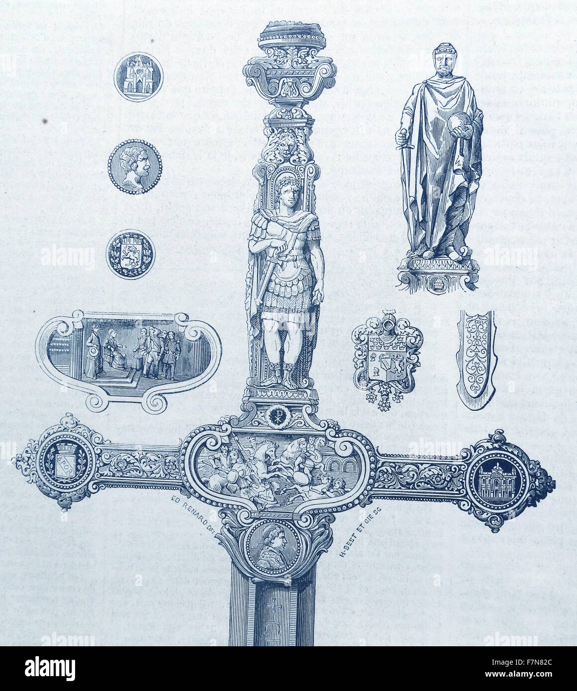 Schwert des General Oudinot angeboten von der Stadt Lyon. Nicolas Charles Oudinot, 1. Comte Oudinot, 1. Duc de Reggio (25. April 1767 in Duc – 13. September 1848 in Paris), war ein Marschall von Frankreich. Er hat bekanntermaßen 34 Mal im Kampf verwundet wurden Stockfoto