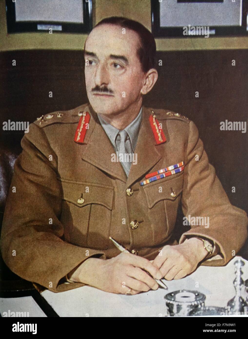 Foto von General Field Marshall Sir Alan Brooke (1883 – 1963), ein hoher Kommandeur im zweiten Weltkrieg in der britischen Armee und Chef des imperialen Generalstabs Farbe. Datierte 1939 Stockfoto