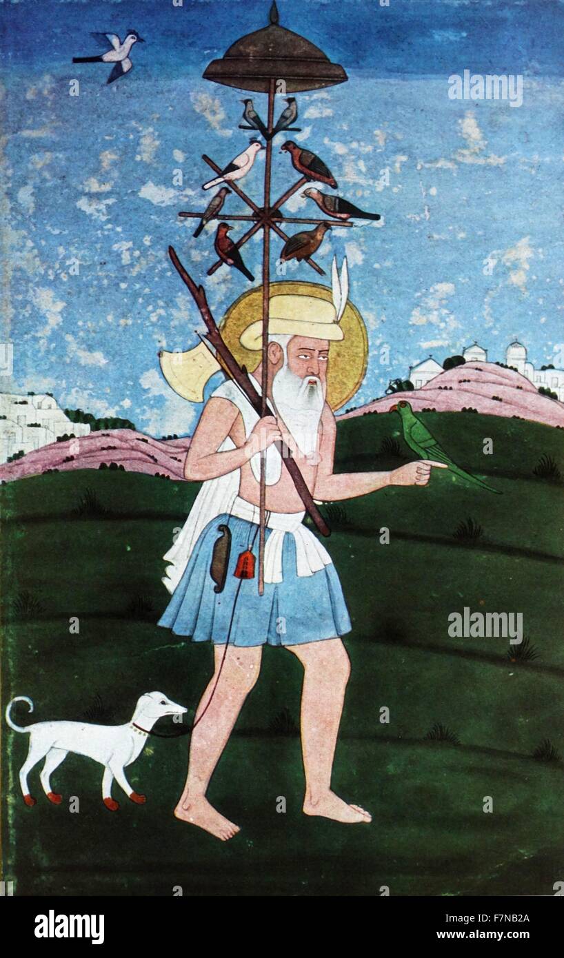 Der Vogelmann. Mughal indische Malerei 18. Jahrhundert Stil Stockfoto