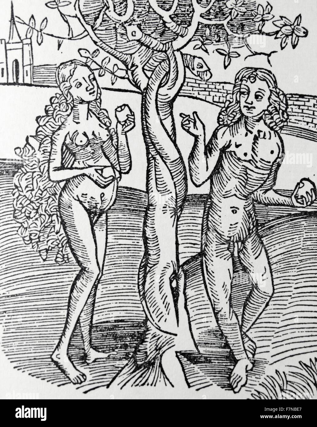 Adam Und Eva Von Der Schlange Im Garten Eden Versucht Aus Der