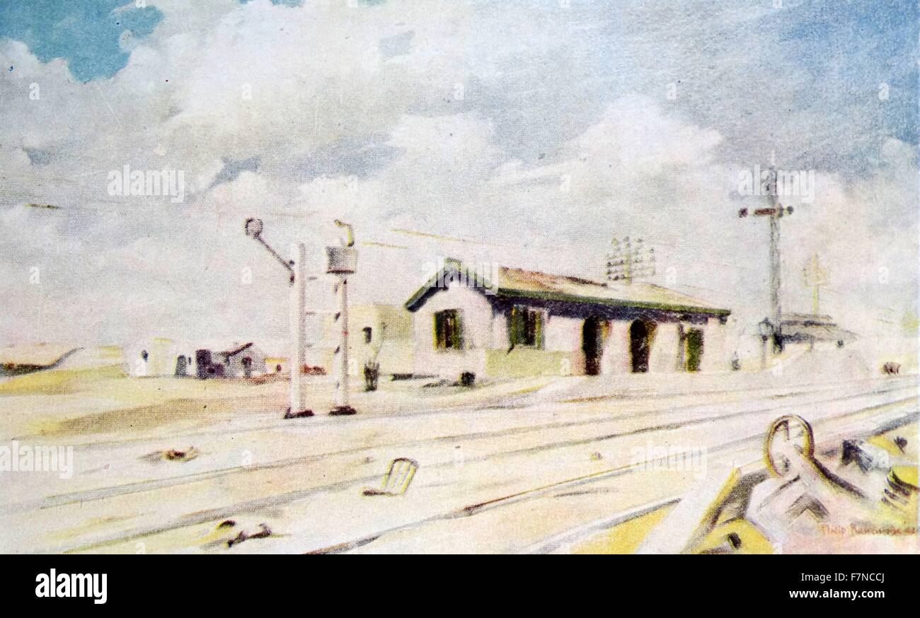 Bahnhof, Alamein in Ägypten, Zweiter Weltkrieg; Von Philip William Bawcombe, im Jahre 1906 in London geboren und starb im Jahr 2000 Stockfoto