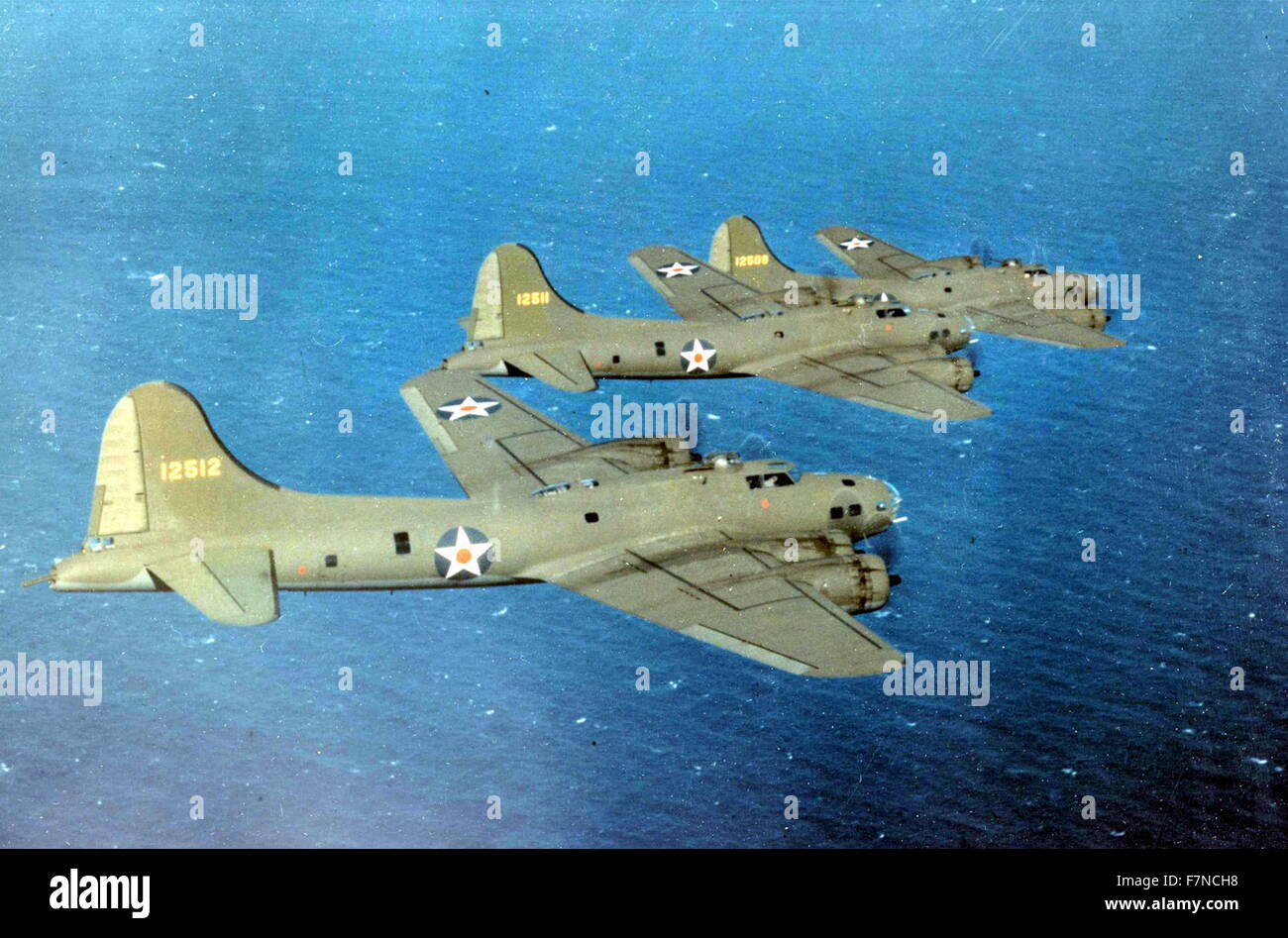 US-Luftwaffe B-17E Flying Fortress Bomber während des Fluges, USA Zweiter Weltkrieg Stockfoto