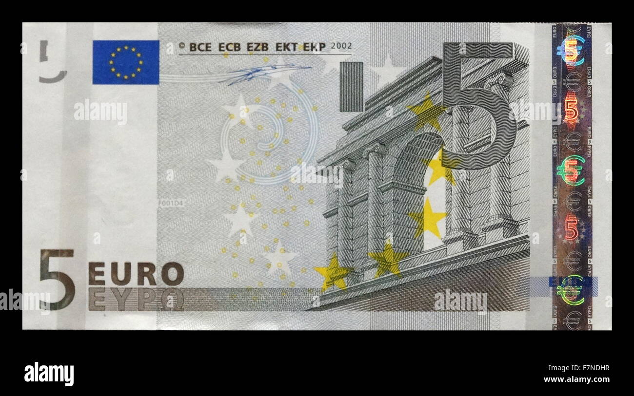 5 Euro-Banknote, Europa, 2002. Stockfoto