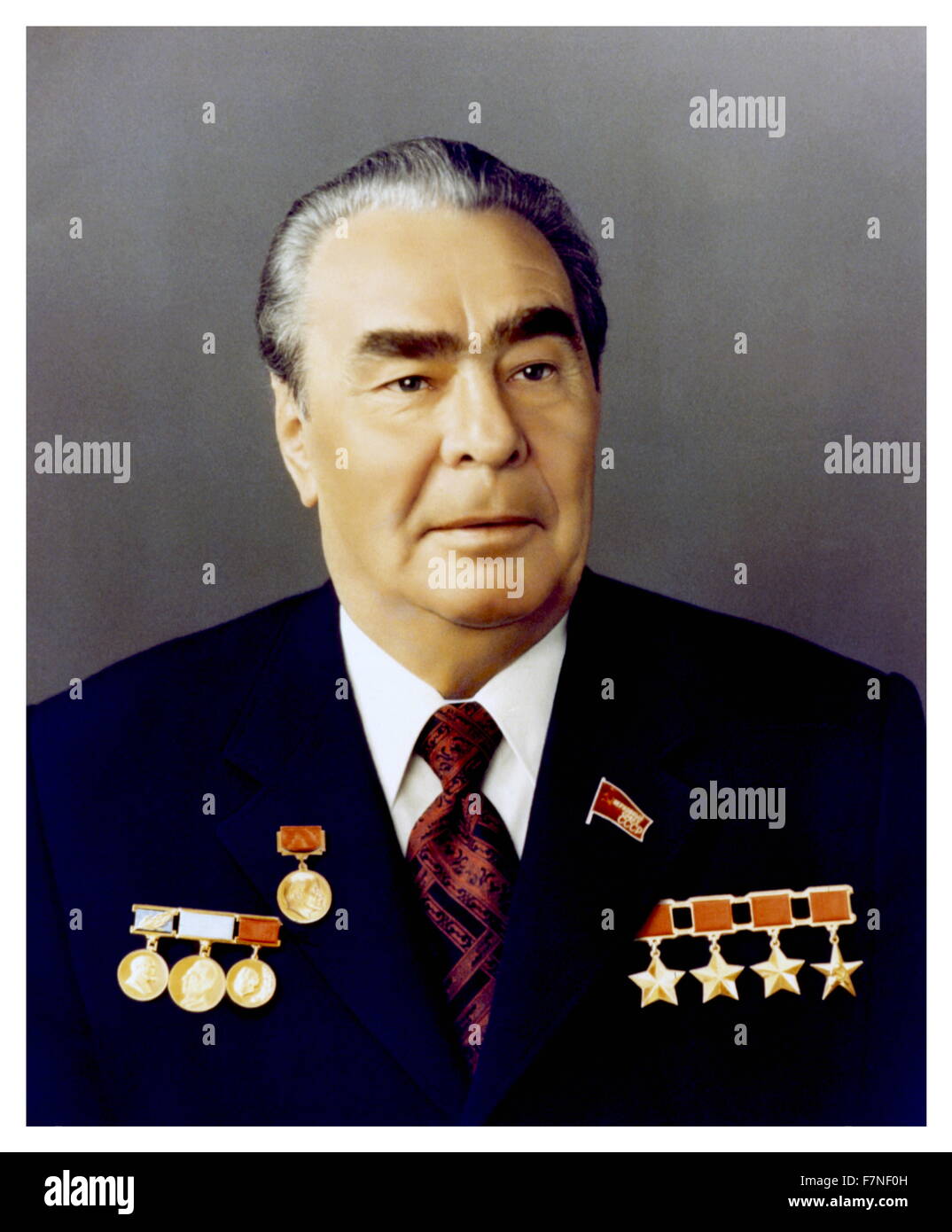 Porträtfotografie von Leonid Brezhnev (1906-1982) der Generalsekretär des Zentralkomitees der kommunistischen Partei der Sowjetunion. Datiert 1964 Stockfoto