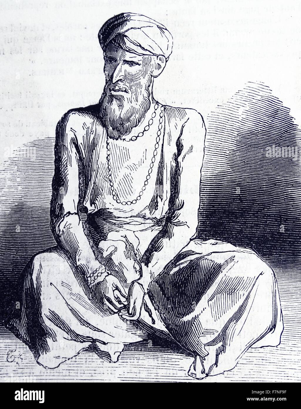 Eine Taouakkal-Chah thugee Chief, Indien 1860. Thuggees bezieht sich auf eine organisierte Gruppe von professionellen Mörder. Die Schläger gereist, um in Gruppen in Indien für sechshundert Jahre. Die Schläger ihrer Herkunft zu sieben muslimische Stämme zurückzuführen, Hindus werden mit Ihnen in einem frühen periof verbunden haben. Die Taga wurde von der britischen Herrscher in Indien in den 1830er Jahren unterdrückt Stockfoto