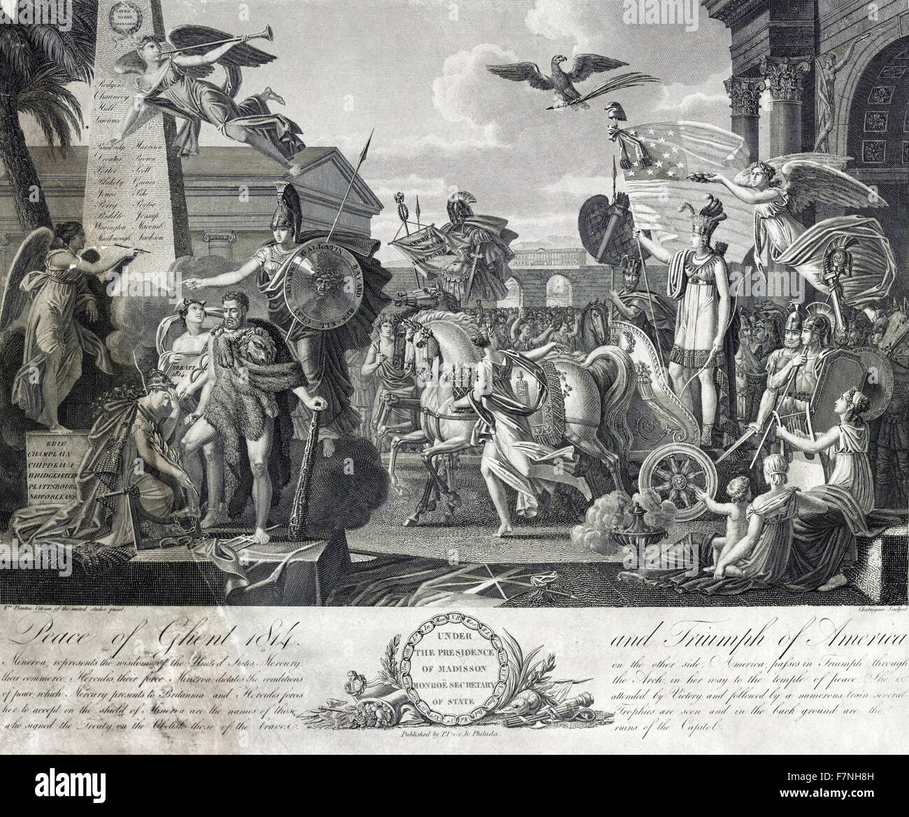 Der Vertrag von Gent, unterzeichneten am 24. Dezember 1814 in Gent, wurde der Friedensvertrag, der Ende des Krieges von 1812 zwischen den Vereinigten Staaten und Großbritannien. Stockfoto