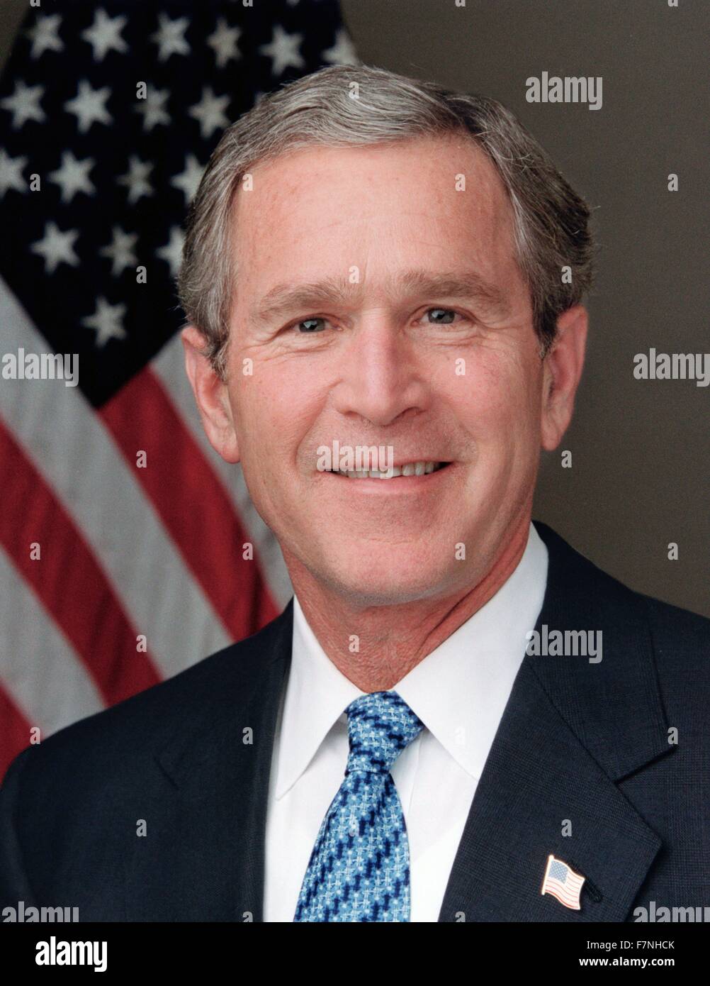 George Walker Bush (geboren 6. Juli 1946) Präsident der Vereinigten Staaten von 2001 bis 2009, und von 1995 bis 2000 der 46. Gouverneur von Texas. Stockfoto