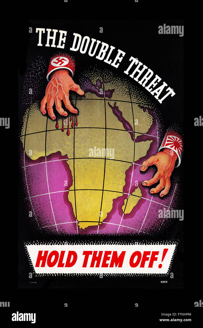 Antideutsche und Anti-japanischen Weltkrieg zwei Propaganda-Plakat. Datiert 1944 Stockfoto