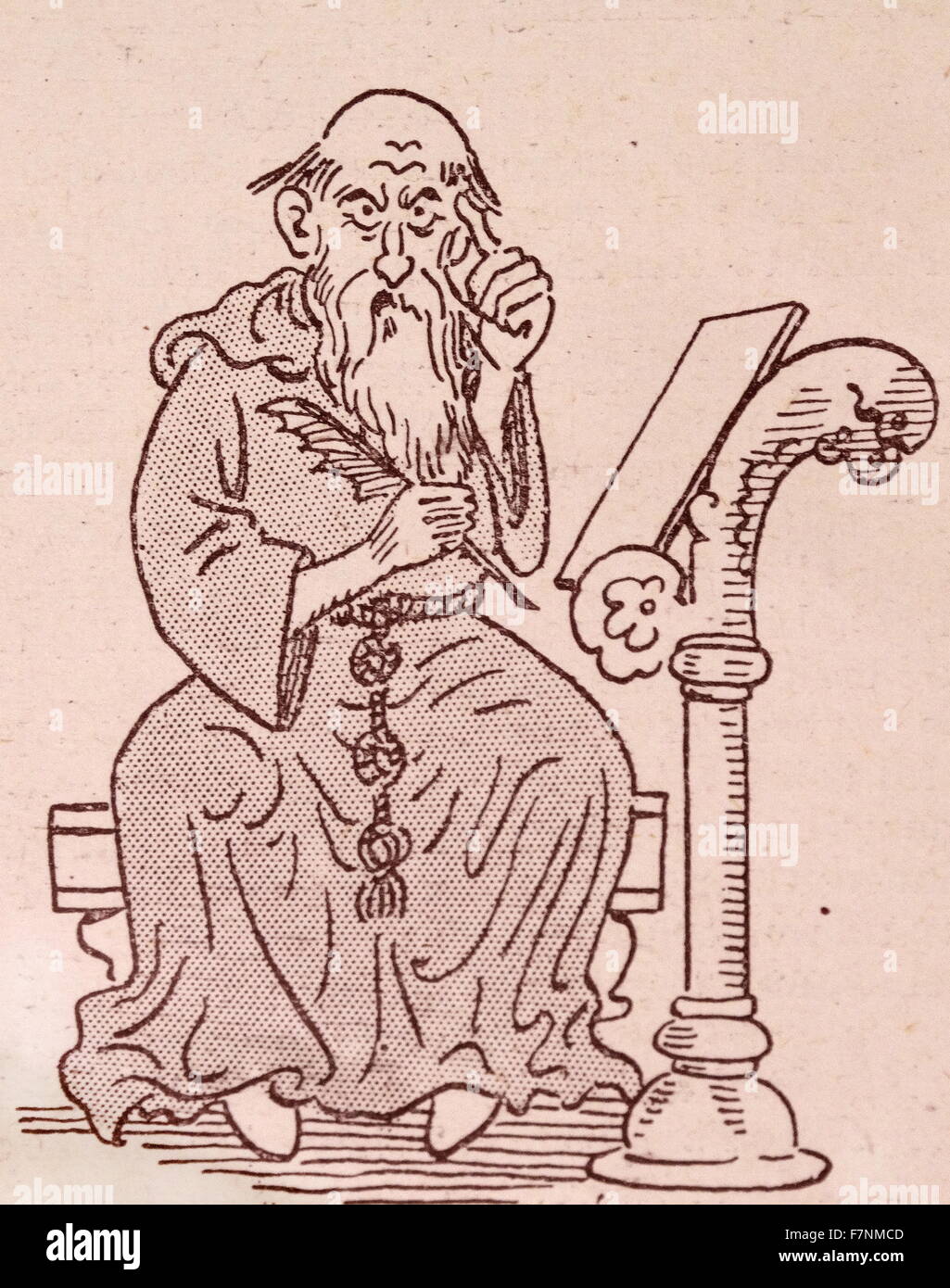 Beda (672/673 – 735 n. Chr.), als heiligen Beda oder das Venerable Bede bezeichnet. Englischer Mönch, bekannt als Autor und Gelehrter und sein bekanntestes Werk, Historia Ecclesiastica Gentis Anglorum (die Kirchengeschichte des englischen Volkes) brachte ihm den Titel "Vater der englischen Geschichte". Stockfoto
