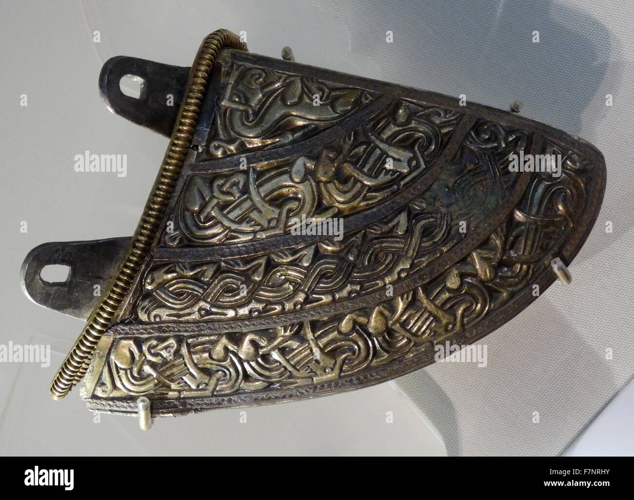 Silberfolie aus dem Hort von Staffordshire gestempelt. Vom 6. Jahrhundert Stockfoto