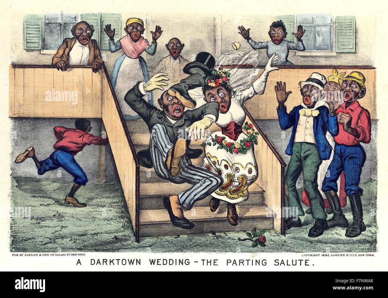 African american pie satired Ib Darktown Hochzeit. Anfang der 1890er Jahre, den Darktown Comics illustriert von Thomas Worth (1834-1917) und James Cameron (1828-1963) Stockfoto
