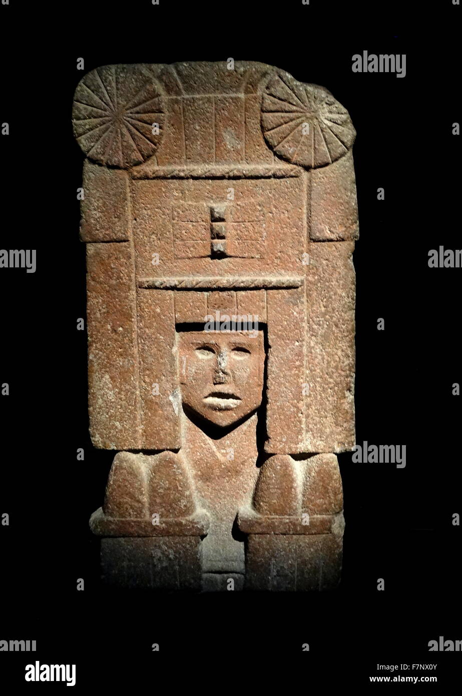 Aztekische Vulkangestein Statue Chicomecoatl die Göttin des Mais und des Grundwassers. Vom 14. Jahrhundert Stockfoto