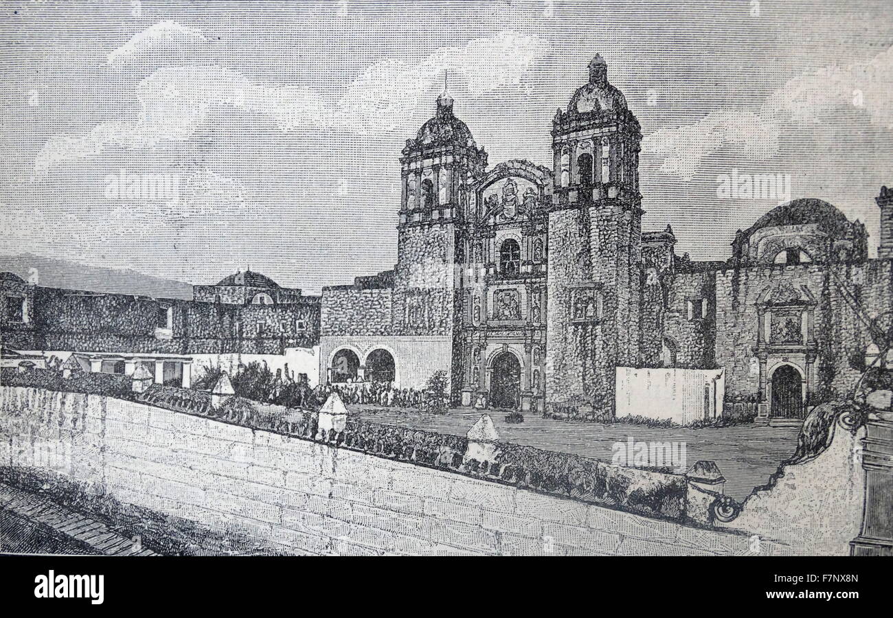Die Kirche und das Kloster von Santo Domingo de Guzman, ein Barockbau in Oaxaca, Mexiko. Begonnen im Jahre 1570, wurden sie über einen Zeitraum von 200 Jahren, zwischen dem 16. und 18. Jahrhundert errichtet. Das Kloster war von 1608 bis 1857 aktiv. Stockfoto