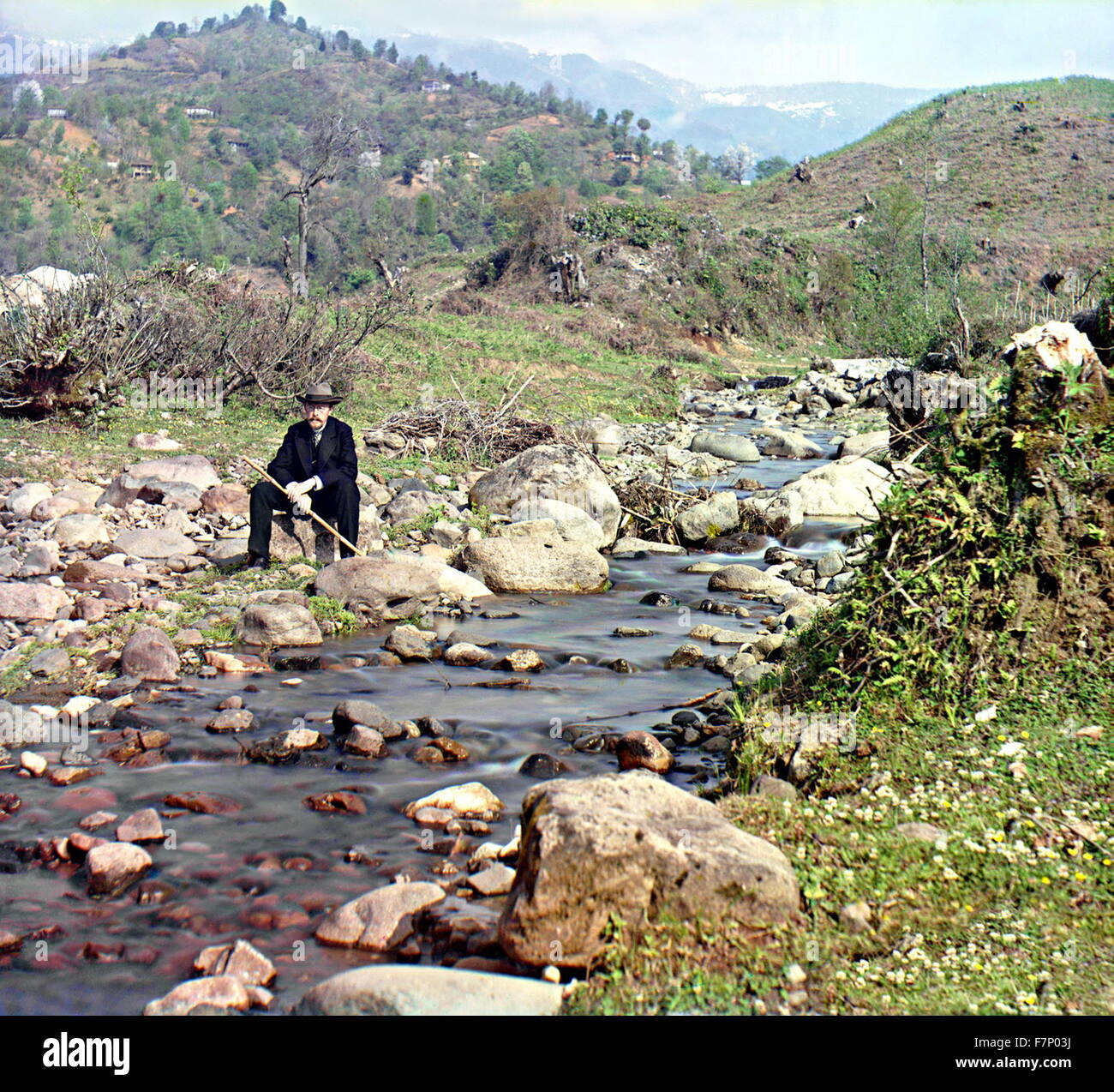 Selbstporträt von Sergei Mikhailovich Prokudin-Gorskii, war eines der ersten Farbfotos und war Teil des Dokumentarfilms: das russische Reich von 1909 bis 1915. Stockfoto