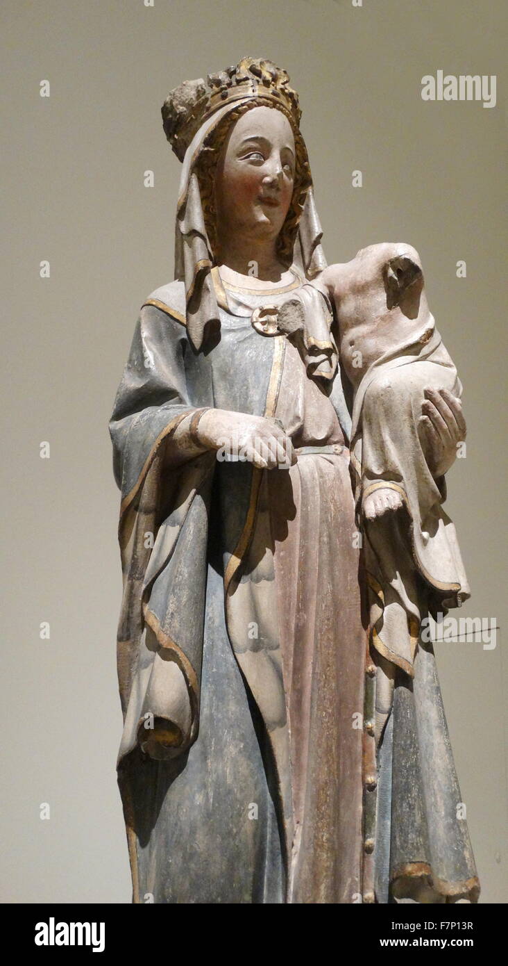 Steinbildhauen Darstellung der Muttergottes von Anonymous. Vom 14. Jahrhundert Stockfoto