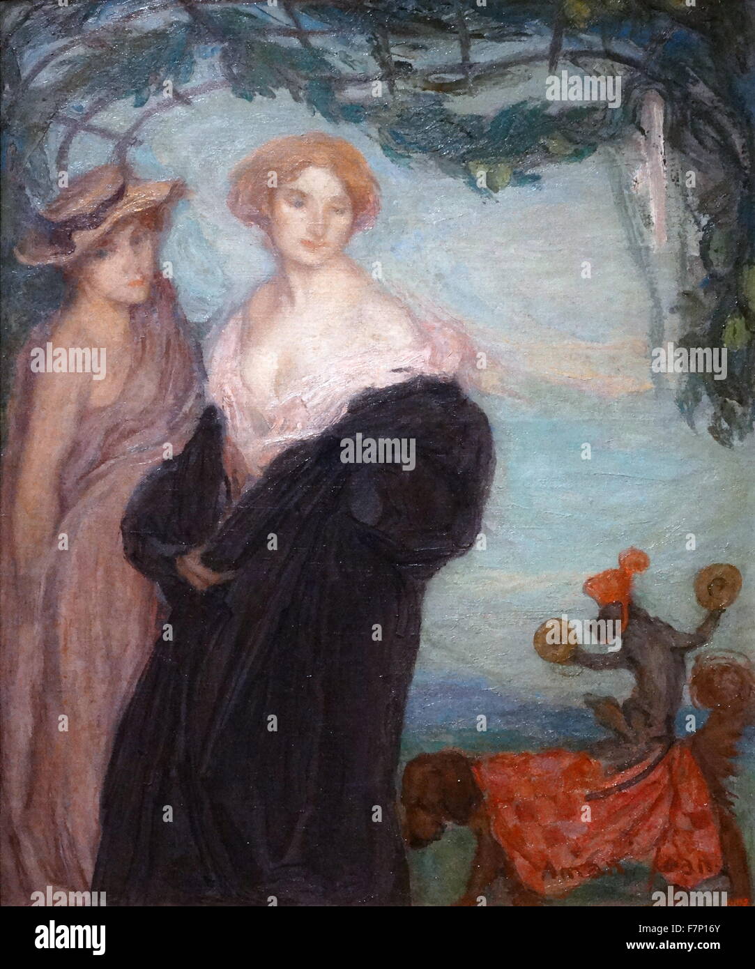 Gemälde mit dem Titel "Die zwei Freunde" französischen symbolistischen Malers Edmond Aman-Jean (1858-1936), Mitbegründer der Salon des Tuileries. Datiert 1907 Stockfoto