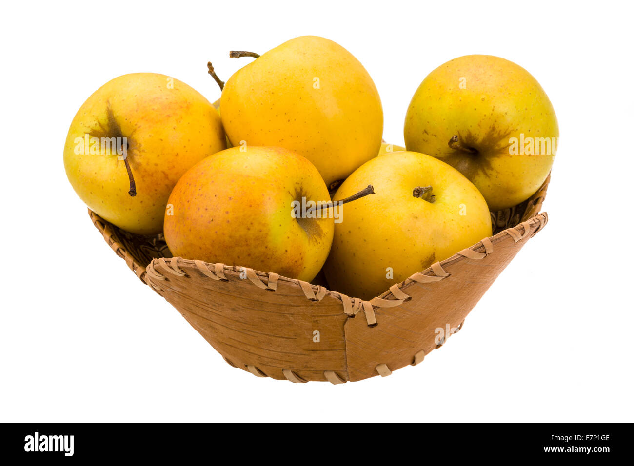 Leuchtend gelber Apfel Stockfoto