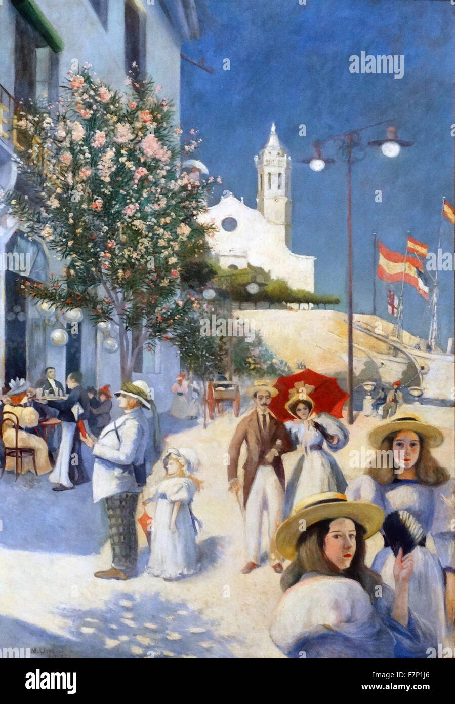 Gemälde des 20. Jahrhunderts Sitges von Miquel Utrillo (1862-1934), Ingenieur, Maler, Dekorateur, Kunstkritiker und Promoter Spanisch. Datiert 1895 Stockfoto