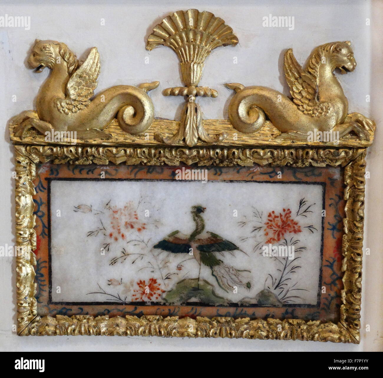 Detail aus der Ummantelung aus dem 18. Jahrhundert, orientalischen Stil, Adam Fireplace, Musikzimmer, Kenwood House, Hampstead Heath, Hampstead, London, England Stockfoto