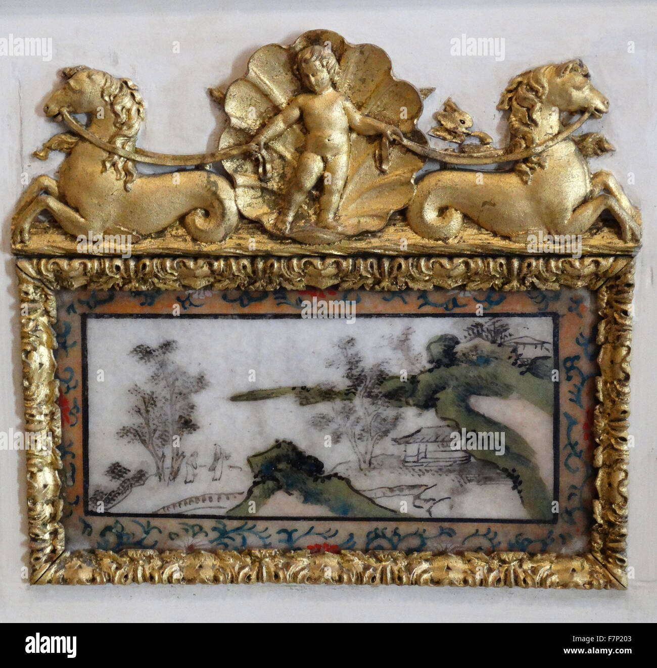 Detail aus der Ummantelung aus dem 18. Jahrhundert, orientalischen Stil, Adam Fireplace, Musikzimmer, Kenwood House, Hampstead Heath, Hampstead, London, England Stockfoto