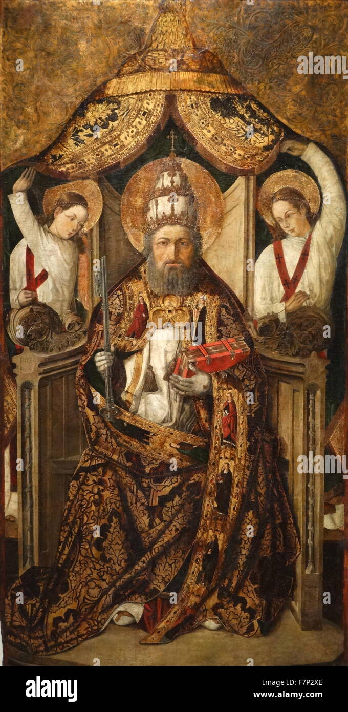 Gemälde, Saint Peter Rodrigo de Osona (1440-1518) spanischen Renaissance Malers inthronisiert. Vom 15. Jahrhundert Stockfoto