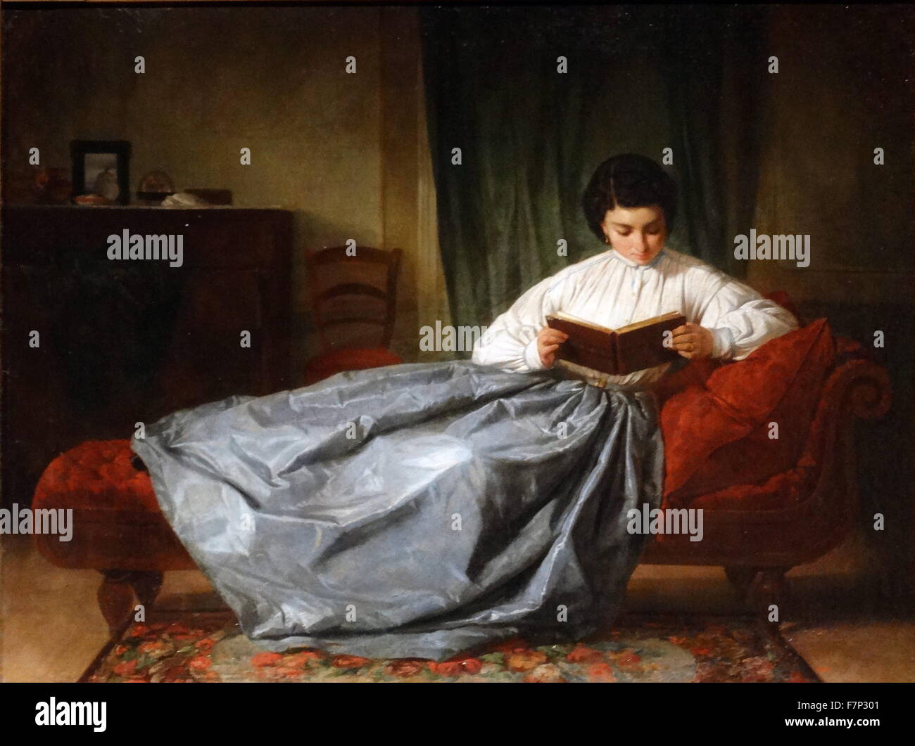 Gemälde, eine Frau, Suche das Album von spanischen Malers Josep Duran (1849-1928). Vom Jahre 1872 Stockfoto