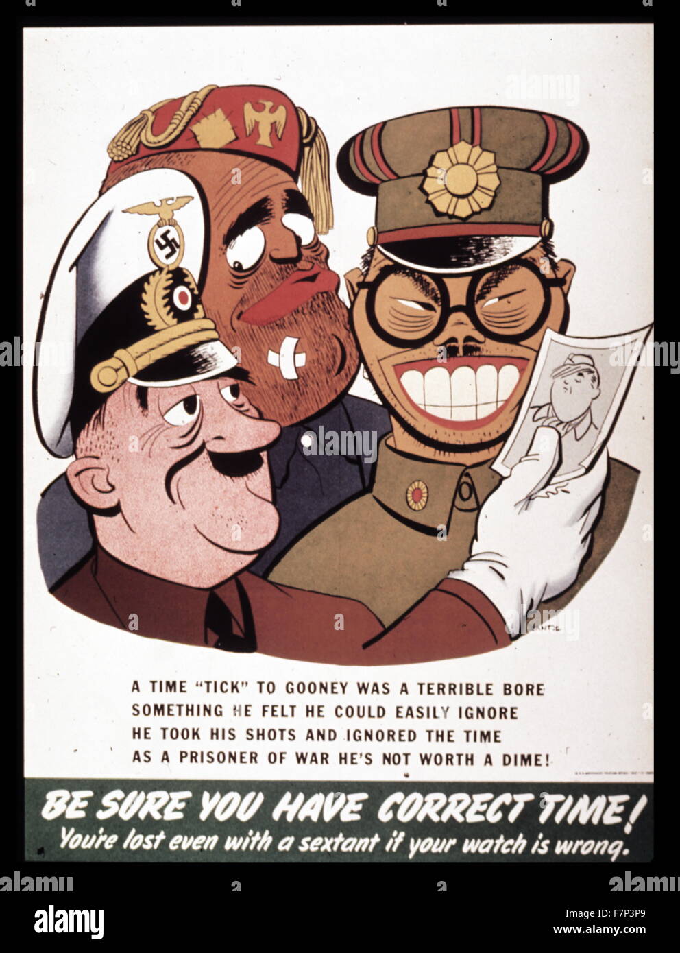 Anti-Deutsche, italienische japanische Krieg Propagandaplakat. Datiert 1943 Stockfoto