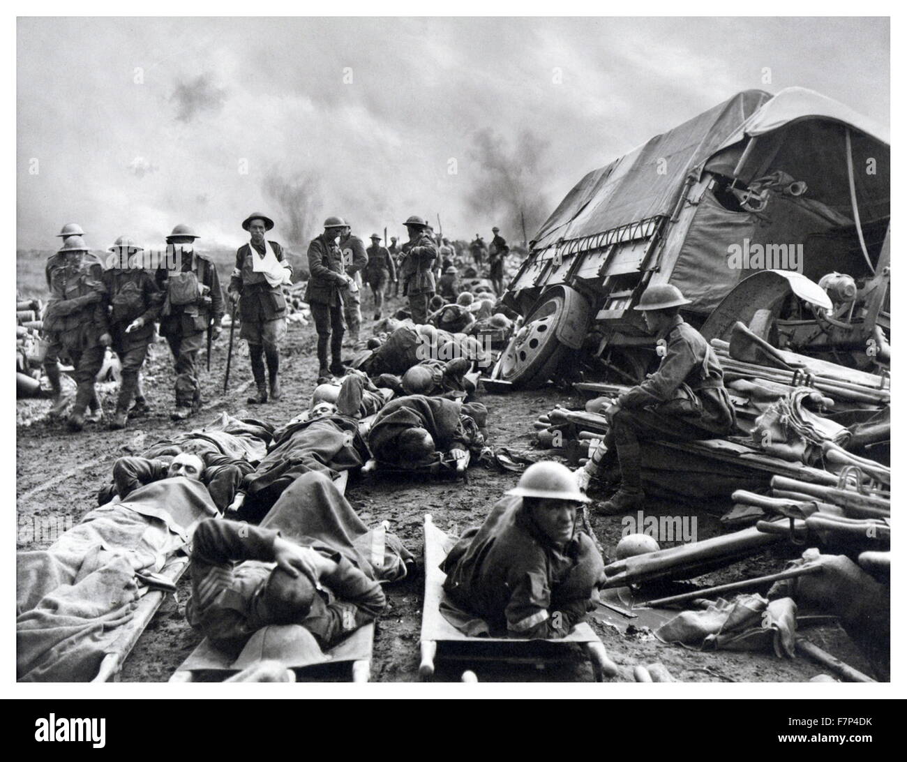 Foto des verletzten Soldaten während des ersten Weltkrieges. Datiert 1914 Stockfoto