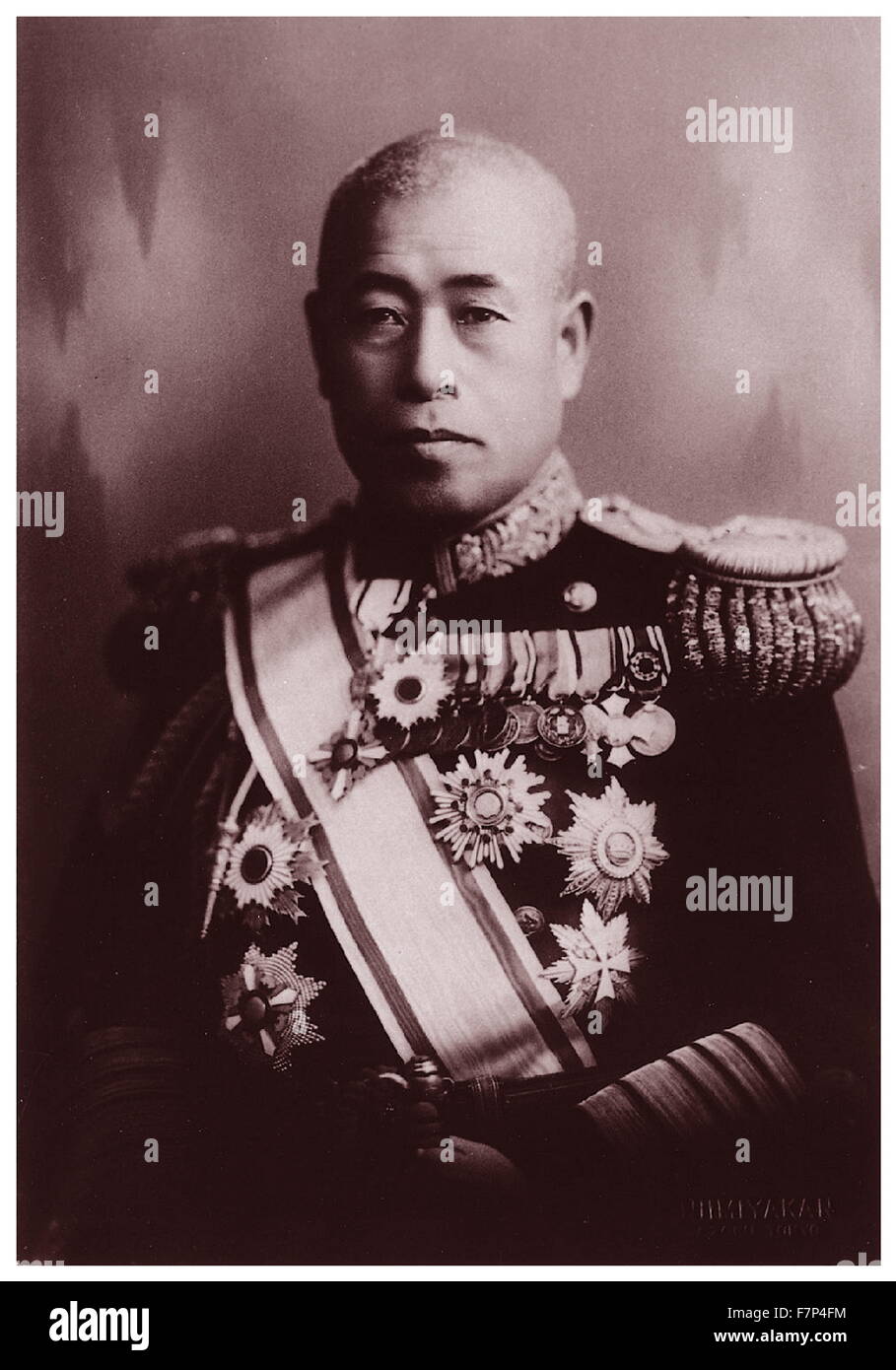 Fotografieren von japanischen Marschall Admiral Isoroku Yamamoto (1884-1943) und der Oberbefehlshaber der kombinierten Flotte während des zweiten Weltkriegs. Vom 1942 Stockfoto