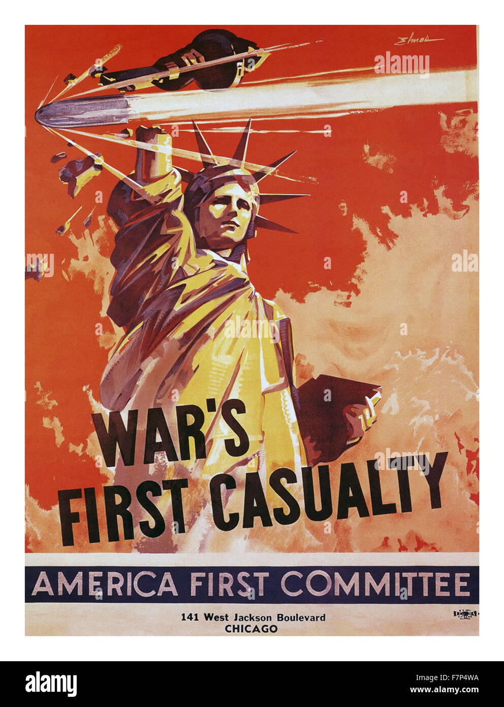 Zweiten Weltkrieg Propagandaplakat von America First Committee mit dem Titel "Erste Opfer des Krieges". Datiert 1940 Stockfoto