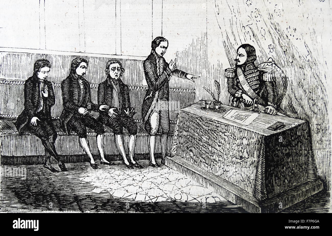 Gravur mit Joachim Murat (1767-1815), Marschall von Frankreich und Großadmiral oder Admiral von Frankreich Napoléon-Joachim Murat 1. Prinz Murat, war von 1806 bis 1808 Großherzog von Berg und dann von 1808 bis 1815 König von Neapel. Vom Jahre 1808 Stockfoto