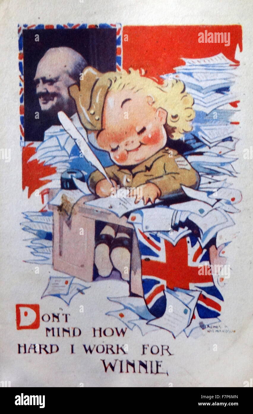 Zweiter Weltkrieg, britische Propaganda-Plakat "Don't mind, wie hart ich arbeite für Winnie (Churchill) Stockfoto