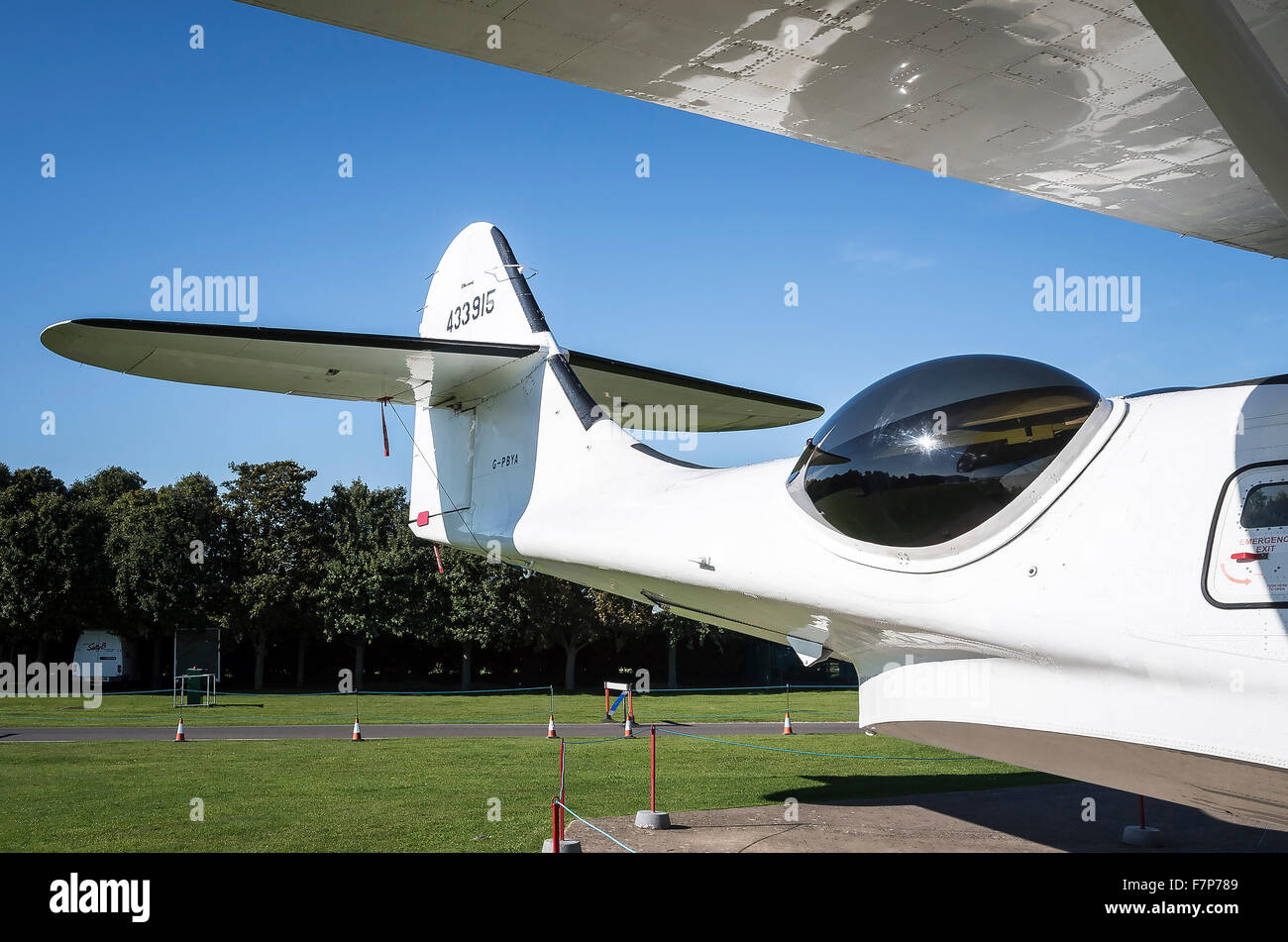 Tail Abschnitt eine Catalina Flugboot zeigt Beobachtung Blister im Rumpf Stockfoto