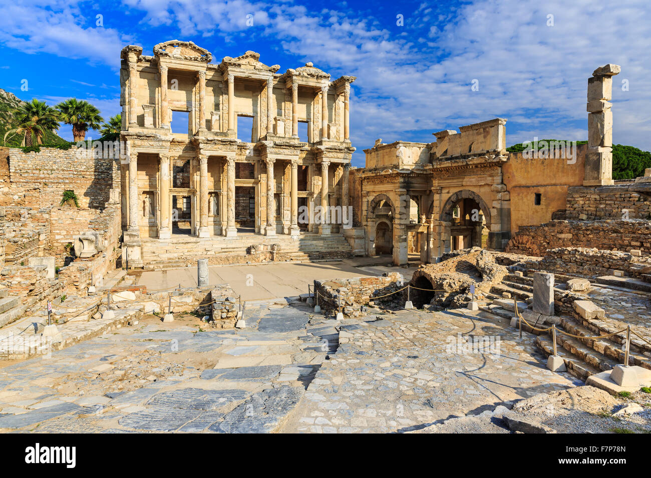 Ephesus, Türkei. Fassade des alten Celsius Bibliothek. Stockfoto